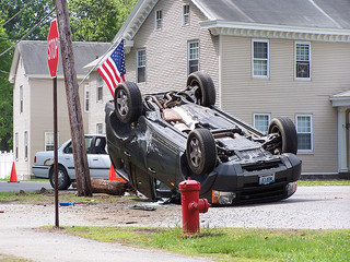 car upside down after accident