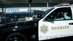 parked sheriff car on call