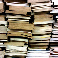 books stacked shelf