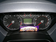 car dashboard and tracker bar