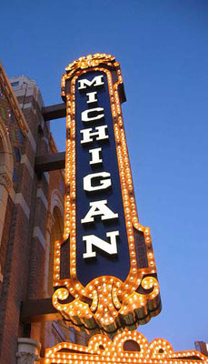 michigan theatre sign flashy