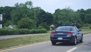 police patrol blue car