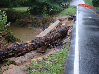 emergency road closure after flood