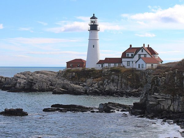 Portland Head Light on the rocky coast of Maine
