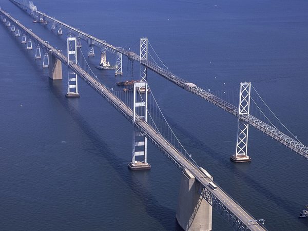 Aerial view of the Chesapeake Bay Bridge, Maryland